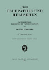 book Über Telepathie und Hellsehen: Experimentell-Theoretische Untersuchungen