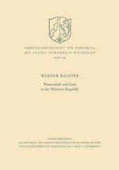 book Wissenschaft und Geist in der Weimarer Republik