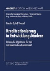 book Kreditrationierung in Entwicklungsländern: Empirische Ergebnisse für den marokkanischen Kreditmarkt