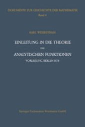 book Einleitung in die Theorie der analytischen Funktionen