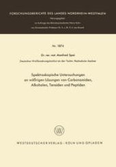 book Spektroskopische Untersuchungen an wäßrigen Lösungen von Carbonamiden, Alkoholen, Tensiden und Peptiden