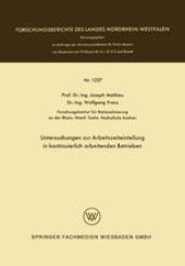 book Untersuchungen zur Arbeitszeiteinteilung in kontinuierlich arbeitenden Betrieben