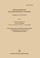 book Untersuchungen über den Ablauf der Arbeitsvorgänge bei Schlagmaschinen in Baumwoll- und Zellwollaufbereitungsanlagen