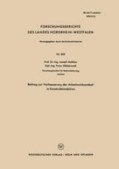 book Beitrag zur Verbesserung der Arbeitswirksamkeit in Konstruktionsbüros