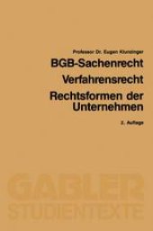 book BGB-Sachenrecht / Verfahrensrecht / Rechtsformen der Unternehmen