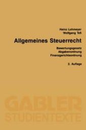 book Allgemeines Steuerrecht: Bewertungsgesetz Abgabenordnung Finanzgerichtsordnung