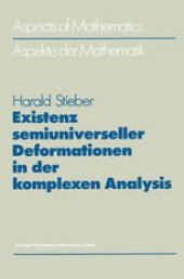 book Existenz semiuniverseller Deformationen in der komplexen Analysis