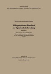 book Bibliographisches Handbuch zur Sprachinhaltsforschung: Beiheft 1