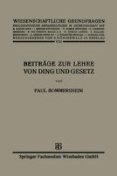 book Beiträge zur Lehre von Ding und Gesetz