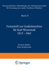 book Festschrift zur Gedächtnisfeier für Karl Weierstraß 1815–1965