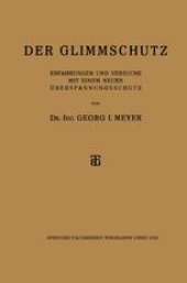 book Der Glimmschutz: Erfahrungen und Versuche mit einem Neuen Überspannungsschutz