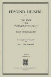 book Die Idee der Phänomenologie: Fünf Vorlesungen