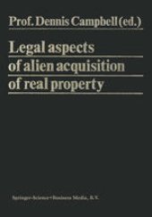 book Legal Aspects of Alien Acquisition of Real Property