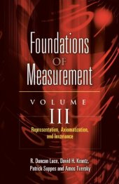 book Foundations of Measurement Volume III: Representation, Axiomatization, and Invariance