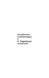 book Introduction mathématique à la linguistique structurale