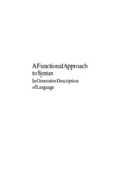 book A Functional Approach to Syntax In Generative Description of Language