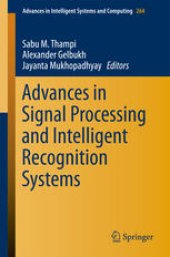 book Advances in Signal Processing and Intelligent Recognition Systems