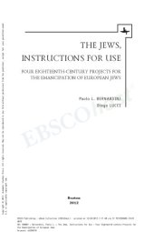 book The Jews, Instructions for Use: Four Eighteenth-Century Projects for the Emancipation of European Jews