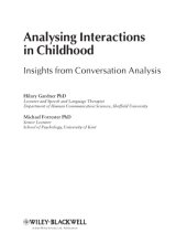 book Analysing Interactions in Childhood: Insights from Conversation Analysis