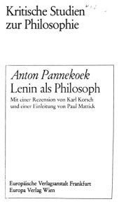 book Lenin als Philosoph. Mit einer Rezension von Karl Korsch und einer Einleitung von Paul Mattick