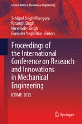 book Proceedings of the International Conference on Research and Innovations in Mechanical Engineering: ICRIME-2013