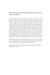 book Money and Politics on the International Stage : The Political Economy of the United Nations Security Council : money and influence