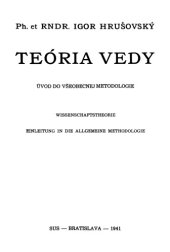 book Teória vedy. Úvod do všeobecnej metodológie