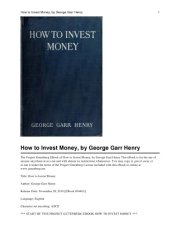 book How to Invest Money