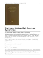 book Five Hundred Mistakes of Daily Occurrence in Speaking: Pronouncing, and Writing the English Language, Corrected