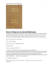 book How to Observe: Morals and Manners