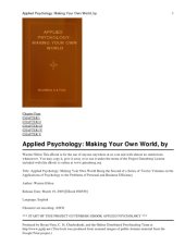 book Applied Psychology: Making Your Own World