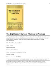 book The Big Book of Nursery Rhymes (1920)