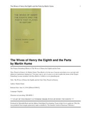 book The Wives of Henry the Eighth and the Parts They Played in History