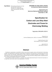 book Specification for carbon and low-alloy steel electrodes and fluxes for electroslag welding