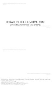 book Torah in the Observatory: Gersonides, Maimonides, Song of Songs