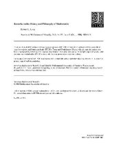 book Remarks On The History And Philosophy Of Math