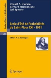 book Ecole d'Eté de Probabilités de Saint-Flour XXI - 1991