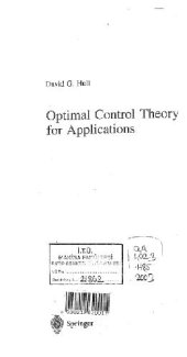 book optimal control theory for applications