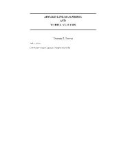 book Applied Linear Algebra And Matrix Analysis