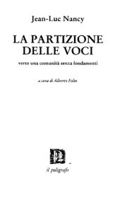 book La partizione delle voci. Verso una comunità senza fondamenti