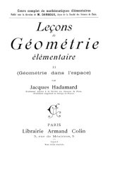 book Leçons de géométrie élémentaire II (géométrie dans l'espace)