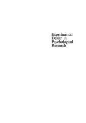 book Experimental Design in Psychological Research