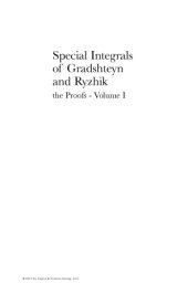 book Special Integrals of Gradshteyn and Ryzhik: The Proofs