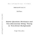 book Matrix Quantum Mechanics and 2-D String Theory. thesis]