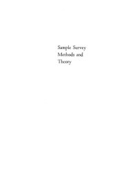 book Sample Survey Methods and Theory, Volume I Methods and Applications