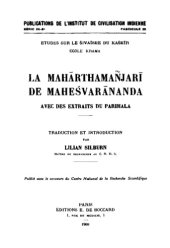 book La Mahārthamafijarī de Maheśvarānanda : avec des extraits du Parimala