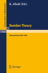 book Number Theory: Proceedings of the 4th Matscience Conference held at Ootacamund, India, January 5–10, 1984