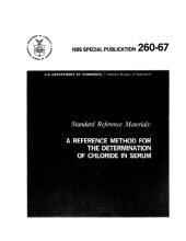 book Standard Reference Materials: A REFERENCE METHOD FOR THE DETERMINATION OF CHLORIDE IN SERUM