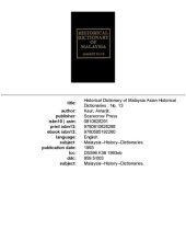 book Historical Dictionary of Malaysia (Historical Dictionaries of Asia, Oceania, and the Middle East)