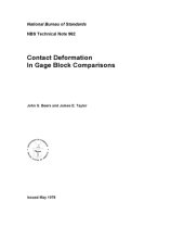 book Contact Deformation In Gage Block Comparisons